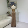 Luxury Prom Dress for Women Custom Gold Evening Dress Sleeveless Shiny Gown for Special Occasions Engagement W284