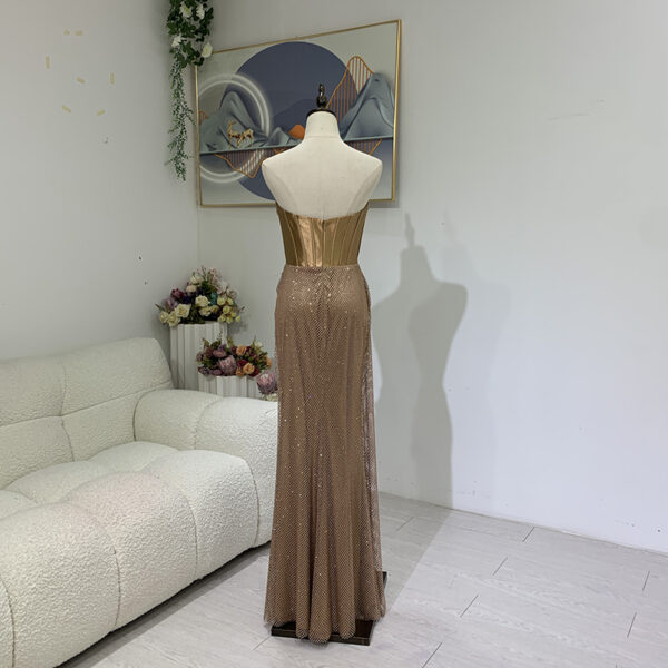 Luxury Prom Dress for Women Custom Gold Evening Dress Sleeveless Shiny Gown for Special Occasions Engagement W284