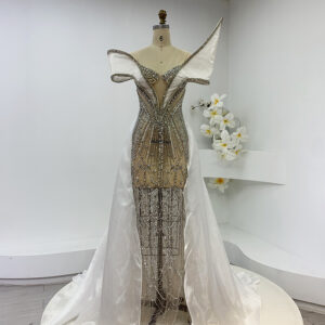 Luxury Crystal Beaded Pageant Gown with Dramatic Sheer Cape