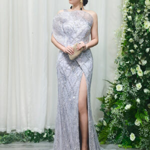 Lavender Sequin One-Shoulder High Slit Mermaid Evening Gown - Formal Prom Dress