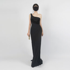 Custom Black Sequin One Shoulder Gown | Luxury Evening Dress