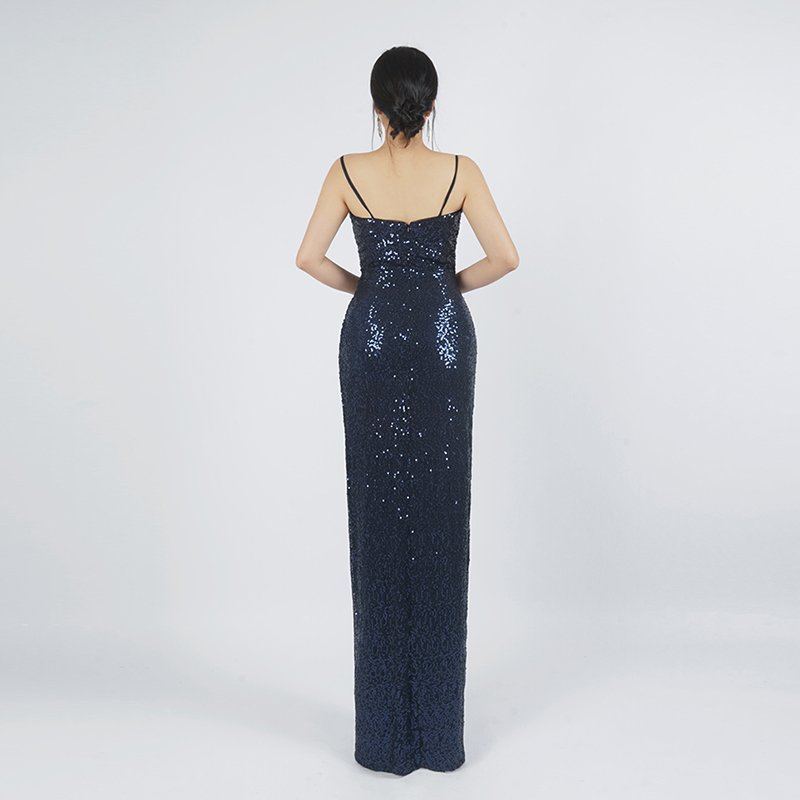Sequin Spaghetti Strap Side Slit Evening Dress - Image 2