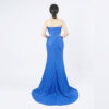 Blue Sequined Strapless High-Slit Evening Gown