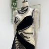 Black and Silver Crystal Beaded Pageant Gown with Dramatic Train