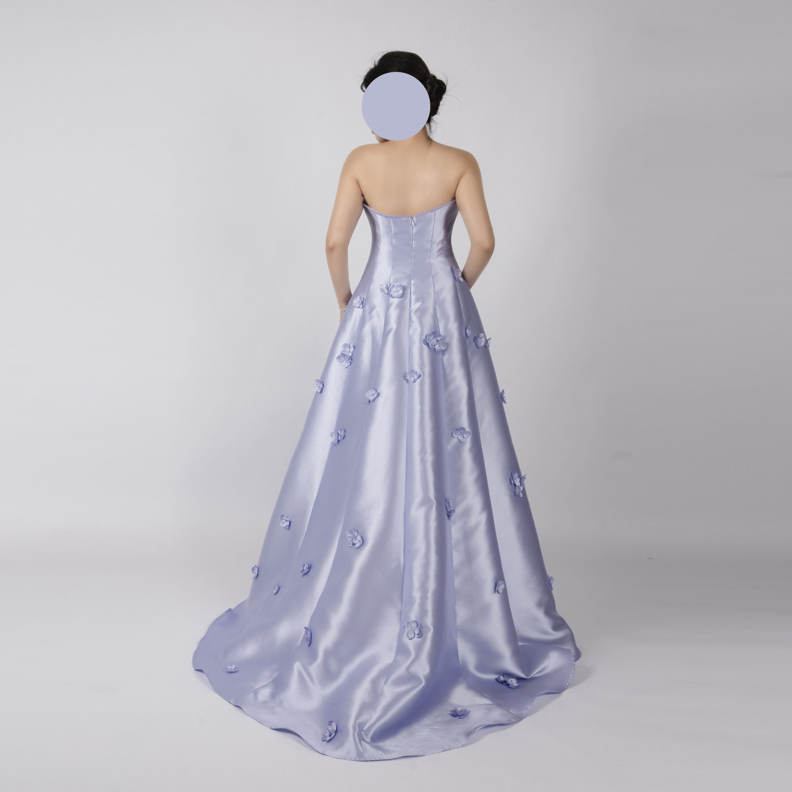 Luxury Lilac Satin Evening Dress for Party and Wedding | 3D Floral Design - Image 4