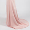 Blush Pink Feather Off Shoulder Evening Gown with Floral Appliqué