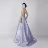 Elegant Lavender Strapless Evening Gown with Floral Details