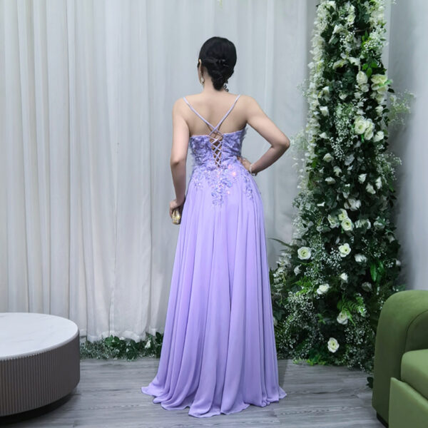 Lavender floral evening gown for women, luxury formal dress for Saudi wedding guest