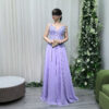 Lavender purple 3D floral lace evening gown with spaghetti straps, luxury formal dress for prom wedding