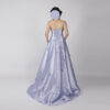 Lavender Satin A-Line Gown with Handcrafted 3D Floral Appliqués