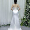 Luxury white beaded corset gown with satin mermaid skirt and trailing train.