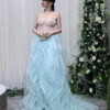 Mint green tulle evening gown with beaded bodice, luxury fairy tale dress for prom wedding