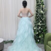 Pale blue sequin mermaid gown with wave ruffle skirt, luxury formal dress for gala