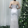 white lace formal gown with beaded bodice and mermaid train