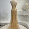 Luxury Golden Handcrafted Beaded Gown for Red Carpet or Gala