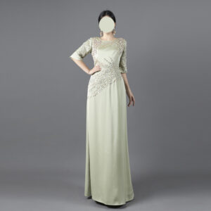 Mint Green Evening Gown with Hand-Beaded Embroidery – Elegant Formal Dress
