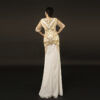 Figure-Flattering White Gown with Royal Gold Beaded Patterns