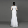 Glamorous White Feather-Trimmed Evening Gown with Beaded Sheer Sleeves - Mermaid Formal Dress