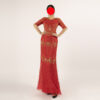 Red Gold Beaded Mermaid Evening Dress - Elegant Formal Prom Gown