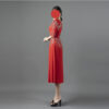 Red Midi Dress with Crystal Beaded Embroidery - Elegant Cocktail & Party Gown
