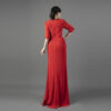 Red Beaded Evening Gown with Handcrafted Embellishments