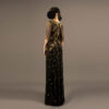 Elegant Black and Gold Embroidered Evening Gown – Mother of the Bride Dress with Sheer Sleeves