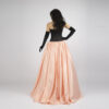 Vintage-Inspired Black Corset & Blush Pink Satin Evening Gown