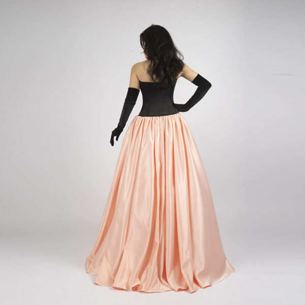 Vintage-Inspired Black Corset & Blush Pink Satin Evening Gown