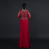 Red Beaded Evening Gown for Women – Elegant Split Hem Kaftan Style Dress for Weddings & Special Events