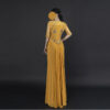 Yellow Prom & Evening Gown with Handmade Silver Floral Embroidery