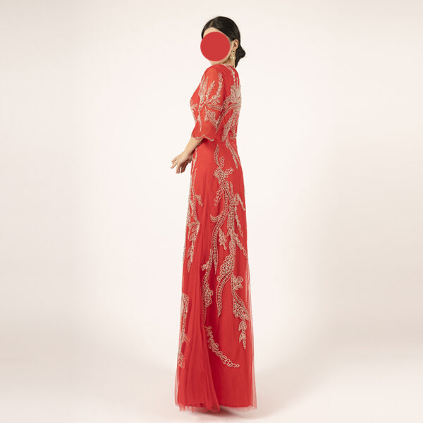 Luxury Hand-Beaded Red Formal Dress for Special Occasions