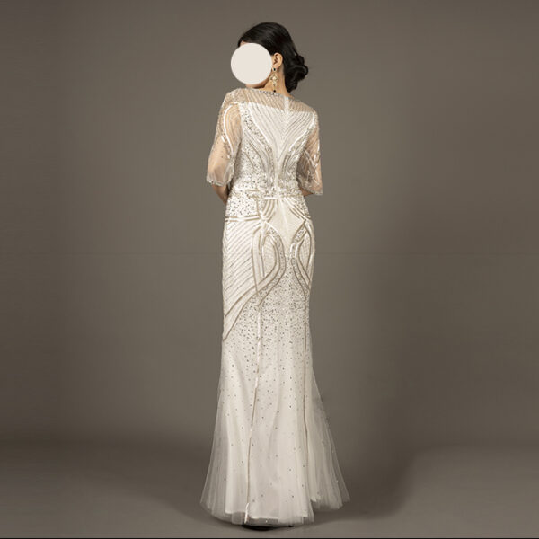 Luxury Silver Hand Beaded Formal Dress – Long Evening Gown for Special Occasions