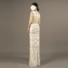 Luxury Gold Hand Beaded Evening Dress – Long Gown with Tassel Sleeves for Gala or Event