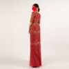 Red Gold Beaded Mermaid Evening Dress - Elegant Formal Prom Gown