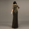 Black Gold Embroidered Mermaid Evening Dress - Elegant Beaded Formal Gown