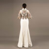 White Evening Gown with Embroidered Puff Sleeves – Elegant Couture Dress