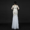 White Feather Mermaid Evening Dress with Floral Embroidery — Elegant Formal Gown for Special Occasions