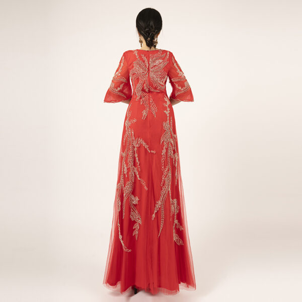 Luxury Hand-Beaded Red Formal Dress for Special Occasions