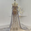 Sparkling Crystal Mermaid Runway Dress with Cape