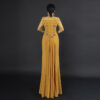 Yellow Prom & Evening Gown with Handmade Silver Floral Embroidery