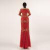 Red Gold Beaded Mermaid Evening Dress - Elegant Formal Prom Gown