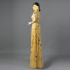 Elegant Yellow Floral Beaded Evening Dress – Half Sleeve Mother of the Bride Gown with 3D Embroidery and Tulle Overlay