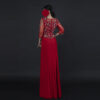 Red Beaded Evening Gown for Women – Elegant Split Hem Kaftan Style Dress for Weddings & Special Events