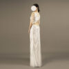 White Mermaid Evening Gown with Gold Embroidery – Elegant Half Sleeve Dress