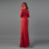 Red Beaded Evening Gown with Handcrafted Embellishments