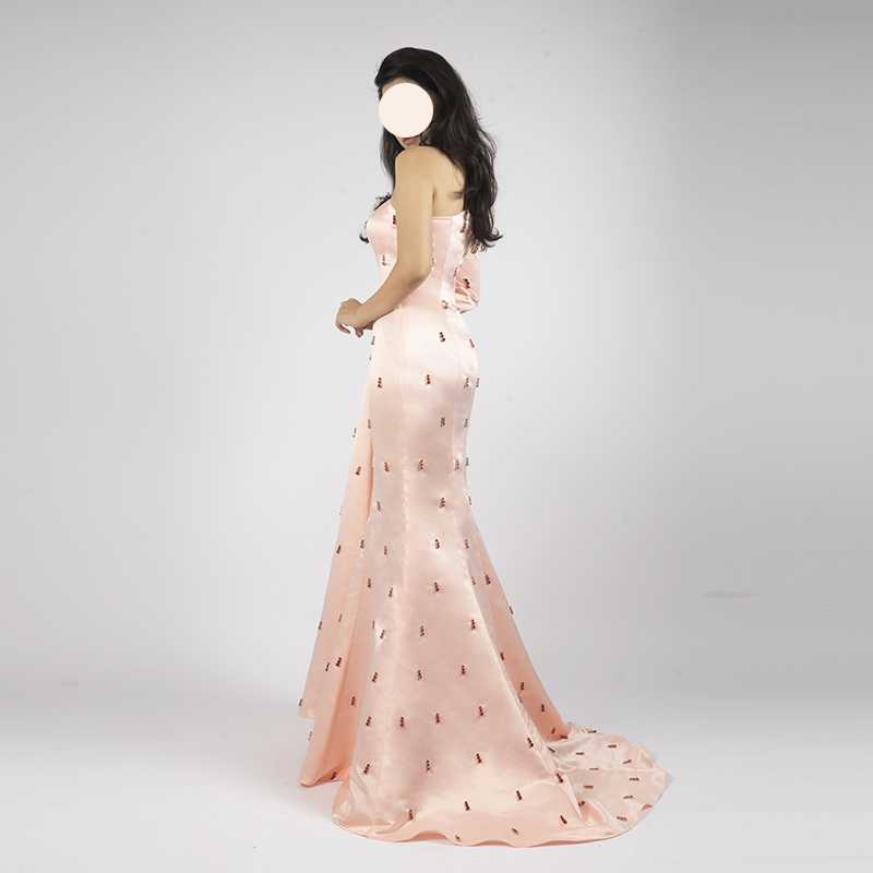 One Shoulder Pink Satin Evening Gown with Embellished Details | Elegant Mermaid Prom Dress