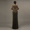 Black Gold Embroidered Mermaid Evening Dress - Elegant Beaded Formal Gown