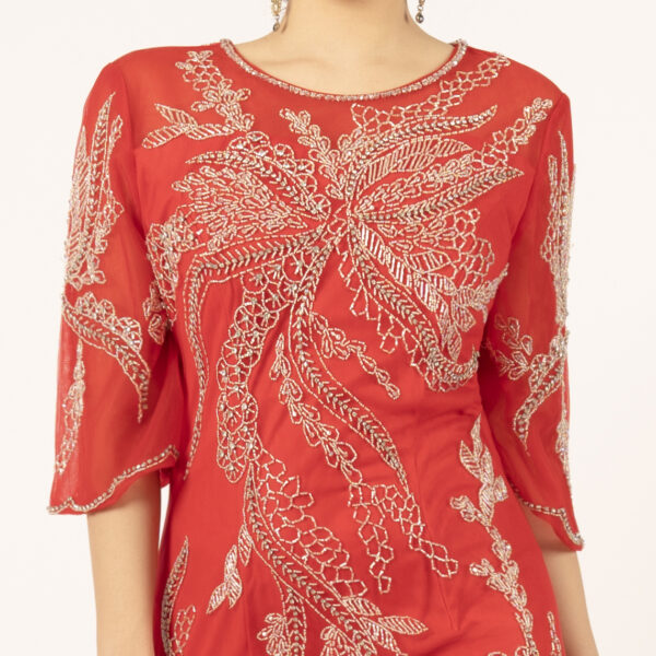 Luxury Hand-Beaded Red Formal Dress for Special Occasions