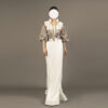 White Evening Gown with Embroidered Puff Sleeves – Elegant Couture Dress
