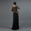 Elegant Black and Gold Embroidered Evening Gown – Mother of the Bride Dress with Sheer Sleeves